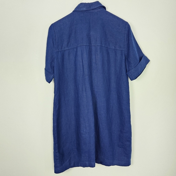 J. Crew 100% Linen Navy Blue Button-Up Short Sleeve Pocket Dress Size 8 NWOT - Picture 13 of 13